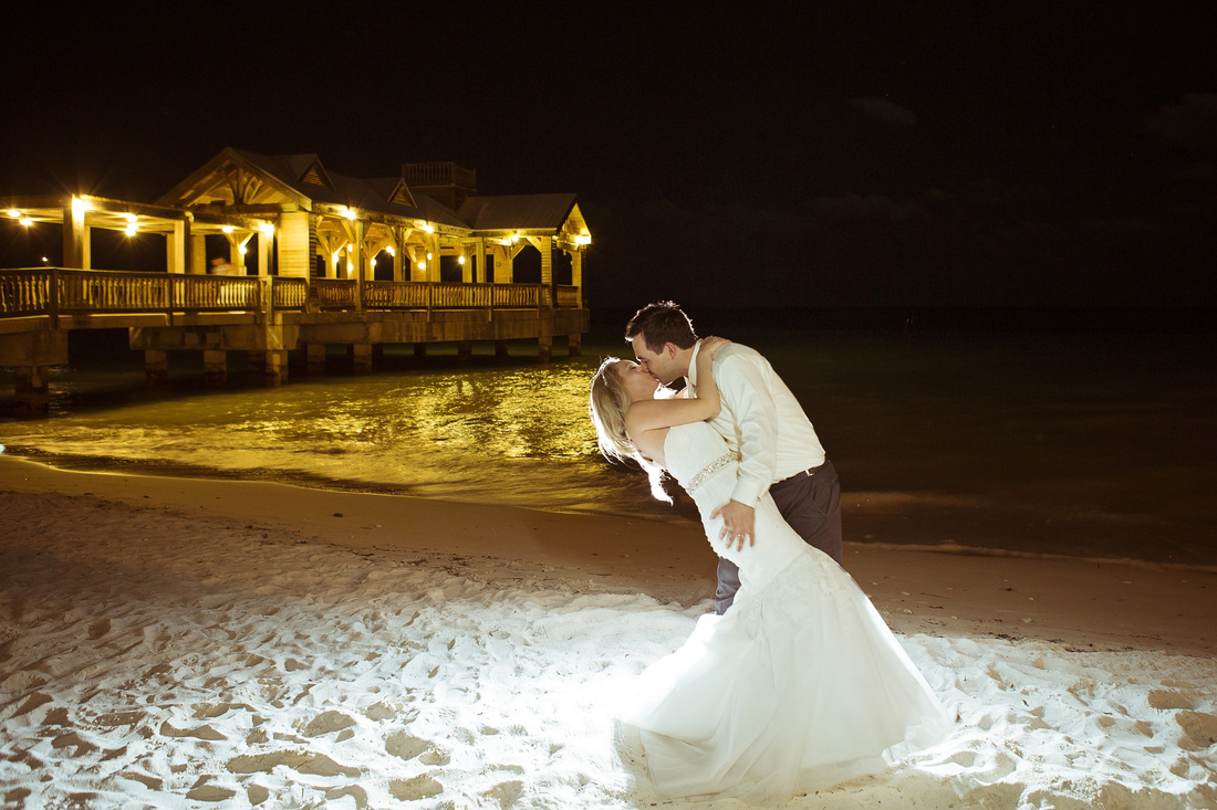 bride and groom romantic Picture, sunset picture with bride and groom, perfect view for destination wedding, key west wedding photographer, key west wedding photographers, night wedding photo, romi burianova, weddings by romi,